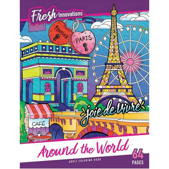 Fresh Inspirations Around the World Coloring Book, 64 Pages