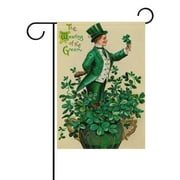 POPCreation St. Patrick's Day Garden Flag 28x40 inches Green Leaves Decorative House Flag for Party Home Outdoor Decor