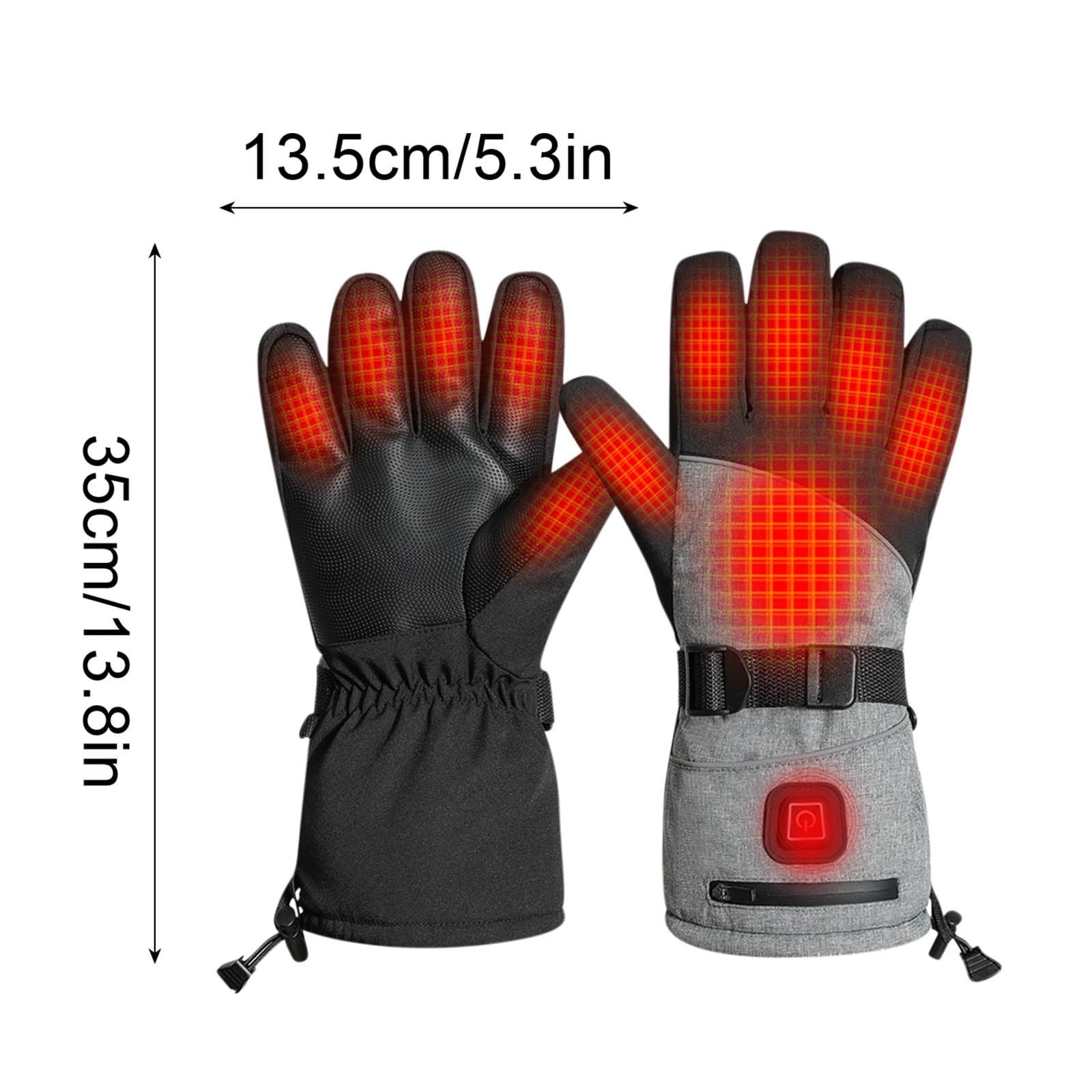 AHTJRT Men's Heated Gloves Electric Hand Warmers with 3 Heating Levels Winter Thermal Outdoor Skiing Riding Biking Running Gloves Dark Gray Free Size