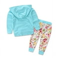 thumbnail image 2 of Bilo Infant Baby Girl Floral Pattern Long Sleeve Hoodie and Pants 3 pcs Cotton Outfit (Light Blue, 3-6 Months), 2 of 2