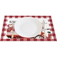 thumbnail image 4 of Happy Valentine''s Day Placemats Set of 4 12x18 Inch Red Buffalo Plaid Romantic Truck Bike with Rose Flowers Sweet Home Table Place Mats Table Decoration for Kitchen Dining Table Party, 4 of 5