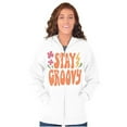 thumbnail image 3 of Hippie Positivity Stay Groovy Flowers Zip Hoodie Sweatshirt Women Brisco Brands S, 3 of 5