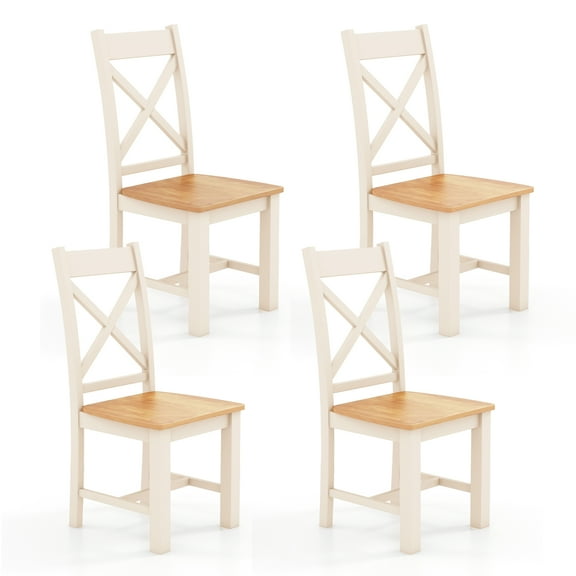 Gymax Modern Wooden Dining Chairs Set of 4 w/ High Back Rubber Wood Frame Armless