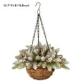 thumbnail image 5 of Pre-Lit Artificial Christmas Hanging Basket,Outdoor Holiday Decoration with Pine Cones Berry Clusters Frosted Branches, Xmas Hanging Basket for Indoor Garden Porch Window Box Home Wedding Decor, 5 of 6