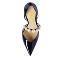 thumbnail image 4 of FSJ Women Elegant Pointy Close Toe Beaded High Heel Pumps Pearls Strappy D'Orsay Pumps Church Party Wedding Dress Shoes Size 8 Navy, 4 of 5