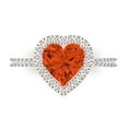 thumbnail image 2 of 2.27ct heart cut red Zircon 14k white rose gold halo Bridal Wedding Engagement Promise Anniversary Ring for Women size 5.75, 2 of 7