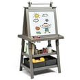 thumbnail image 1 of Gymax 3 in 1 Double-Sided Storage Art Easel w/ Paint Cups for Kids Writing Earl Grey, 1 of 10