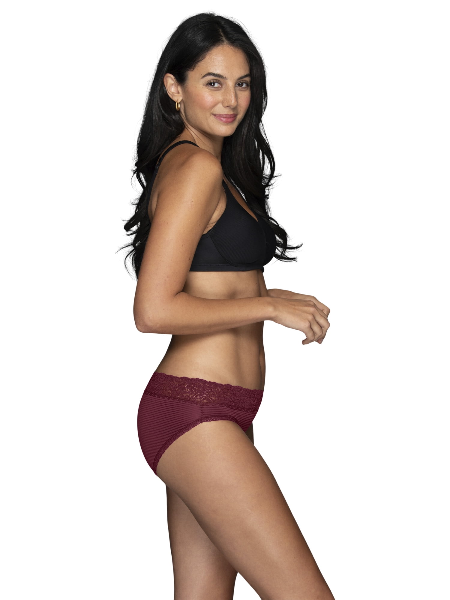 Vanity Fair Radiant Women's Light and Luxe Bikini Underwear - No Pinch, Stretch Lace Waistband, 3-Pack, Sizes S-5XL