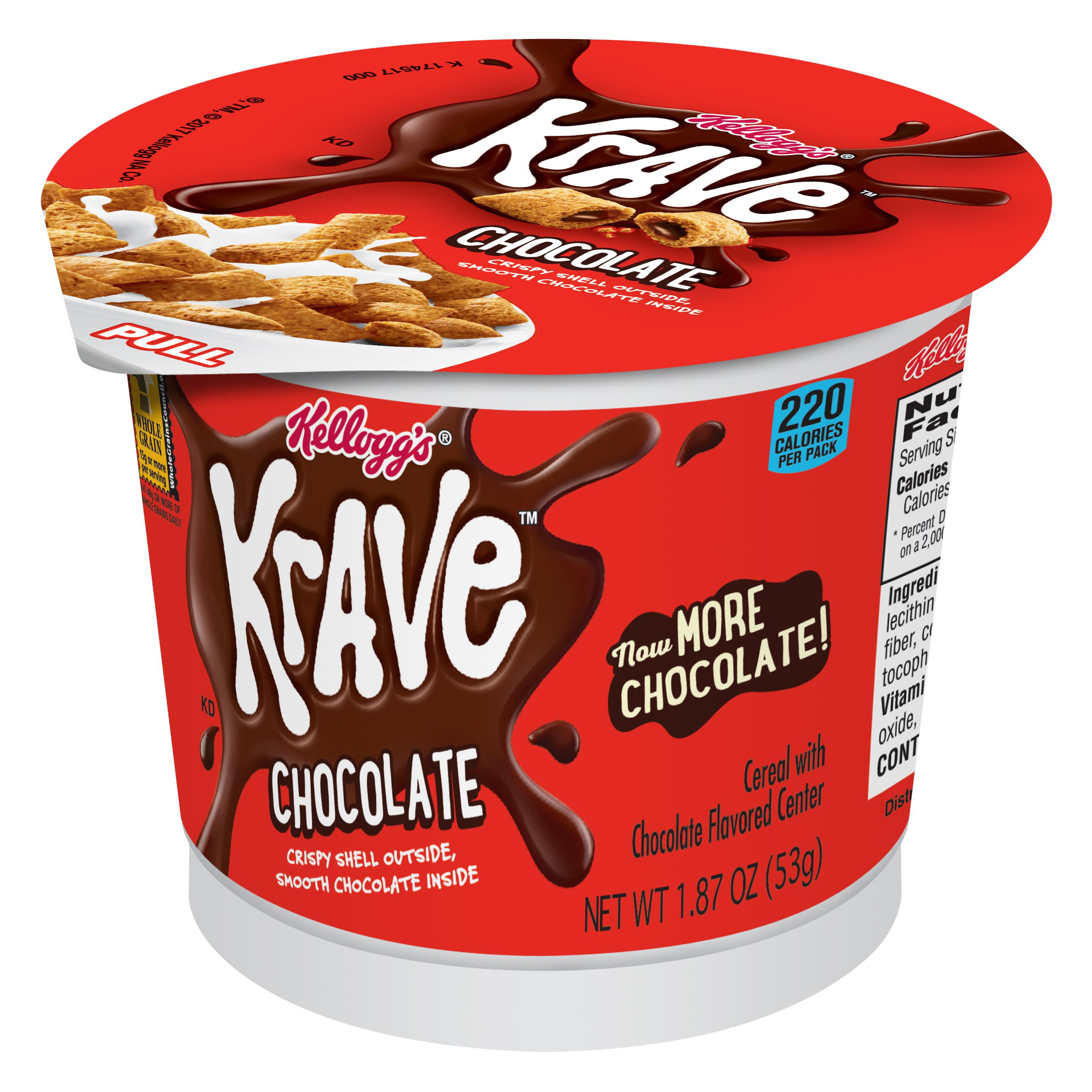 Kellogg's Krave Breakfast Cereal in a Cup Chocolate Bulk Size 1.87 oz