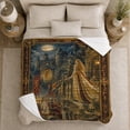 thumbnail image 5 of Moonlit Castle Procession with Medieval Maiden, Vintage Fantasy Kingdom Scene for Readers and Dreamers, Birthday Gift, Soft Flannel Blanket for Bedroom and Study, Storybook Home Decor, 5 of 9