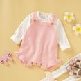 thumbnail image 3 of Baby Bodysuit Solid Knit Newborn Girls Tops Playsuit Fashion Ruffles Toddler Infant Clothing Sleeveless One Piece Jumpsuit 0-18M, 3 of 6