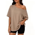 thumbnail image 2 of Short Sleeve Tops for Women, Womens Off the Shoulder Tops, Oversized Summer Spring T-Shirts 2026, 2 of 6