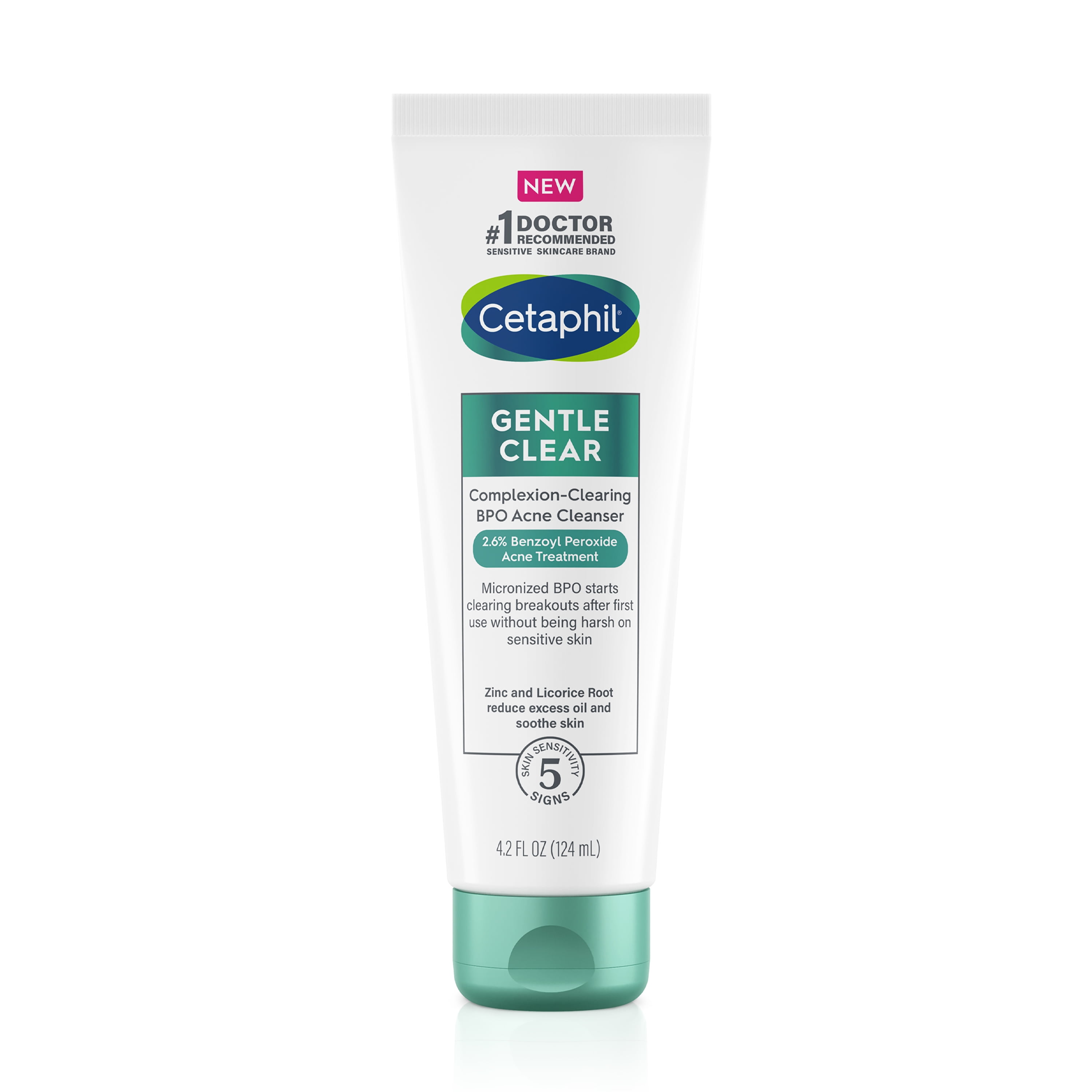 CETAPHIL GENTLE CLEAR Complexion-Clearing BPO Acne Cleanser for Sensitive, Breakout Prone Skin, 4.2 oz