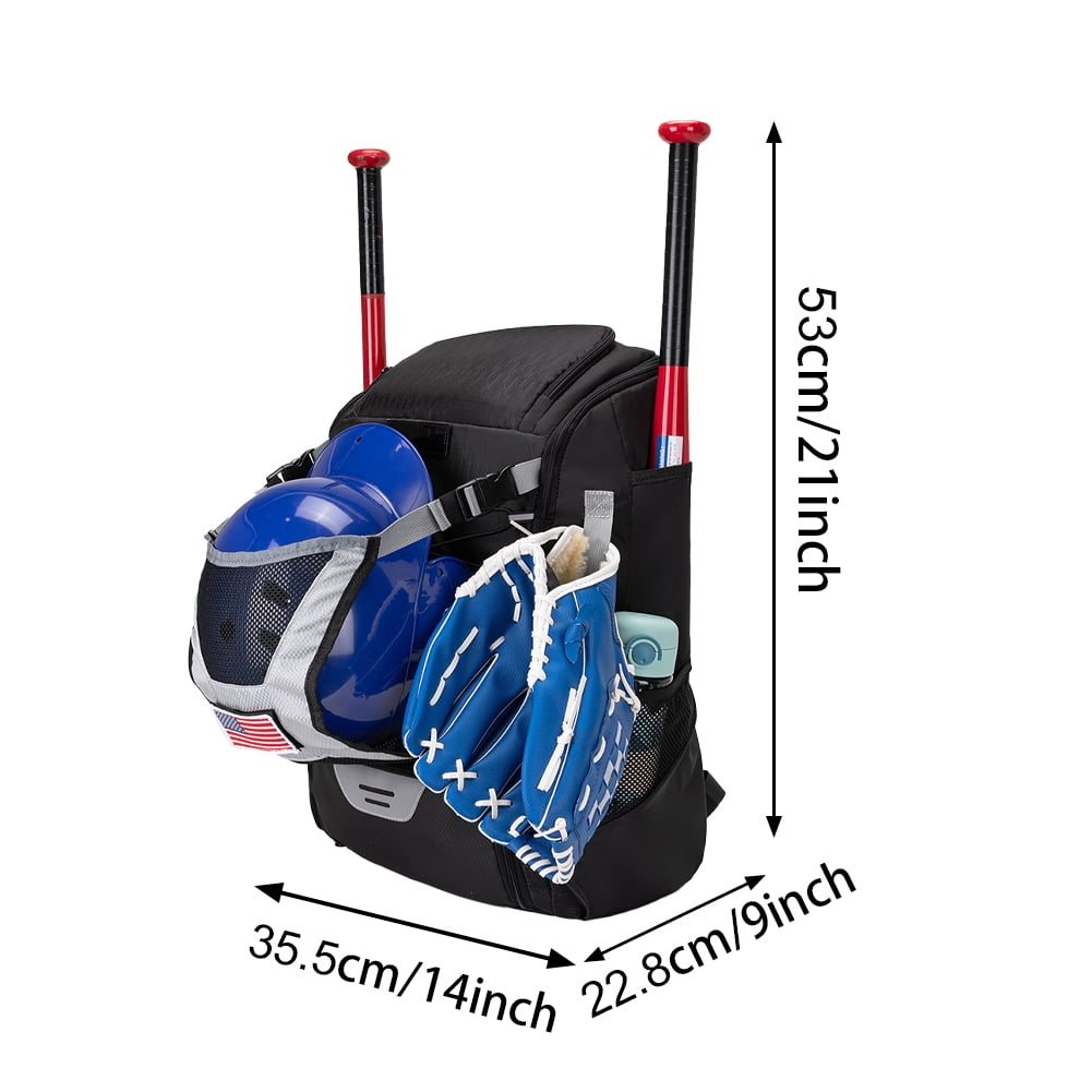 Yucurem Large Capacity Baseball Backpack with Shoe Compartment for Youth Adults, Lightweight Baseball Bag with Fence Hook for T-Ball Gear, Helmet, Glove (43L)