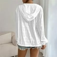 thumbnail image 4 of Jxximdong Fashion Coat for Women, Lightweight Hoodies Zip Up Fall Casual Jacket Fashion Long Sleeve Solid Color Sweatshirts Outerwear , Women's Coats White, 4 of 6