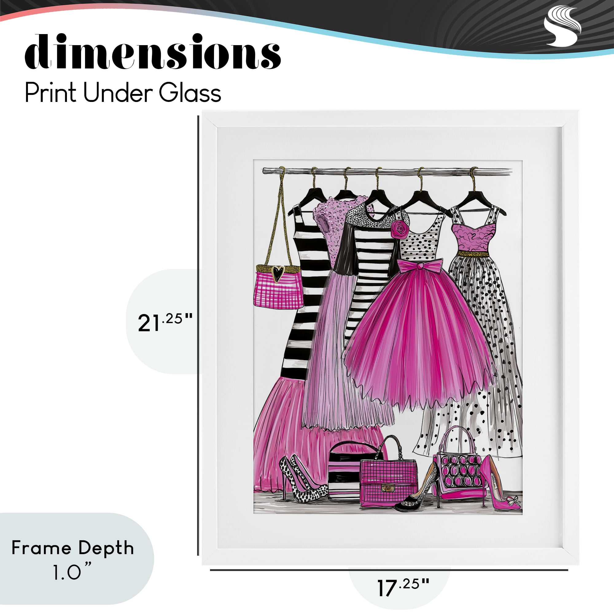 Stupell Industries Chic Pink Tulle Dresses White Framed Print Under Glass, design by Jess Stempel