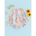 thumbnail image 3 of Bagilaanoe Toddler Baby Girl One-Piece Swimsuit Flower Print Long Sleeve Zipper Rashguard Swimwear 1T 2T 3T 4T 5T 6T Kids Ruffle Bathing Suit, 3 of 8