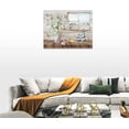 thumbnail image 3 of Daisy Butterflies Bathroom Wall Art Nautical Beach Pictures Rustic Floral Decor Flower Canvas Painting Seashell Decorations Framed Artwork for Bathroom Kitchen Bedroom 16"x12", 3 of 5