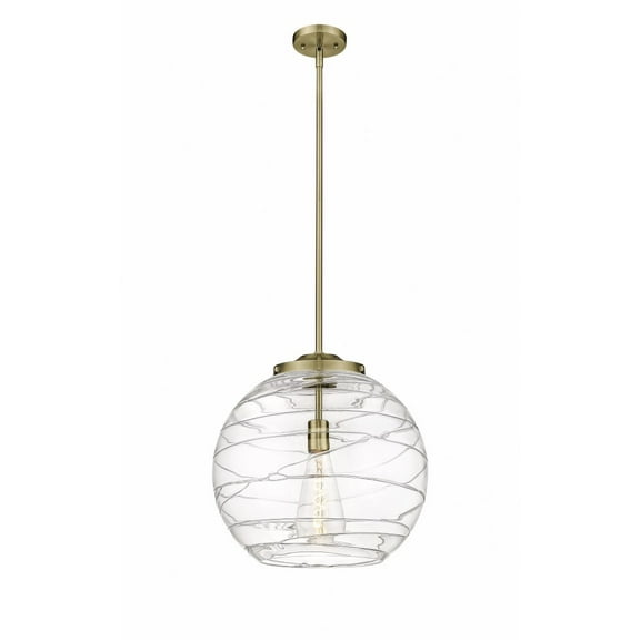 221-1S-AB-G1213-16-Innovations Lighting-Athens Deco Swirl - 1 Light Pendant In Industrial Style-17.13 Inches Tall and 15.75 Inches Wide-Antique Brass