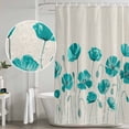 thumbnail image 4 of Turquoise Flowers Shower Curtain Set - Long 72" x 84" Washable Bathtub Curtain with 12 Hooks, Spring Retro Watercolor Botanical Floral Waterproof Fabric Stall Shower Curtains for Bathroom Décor, 4 of 6