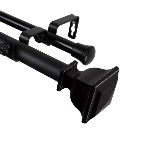 Osborne Double Curtain Rod 1 inch 28-48 inch - Black