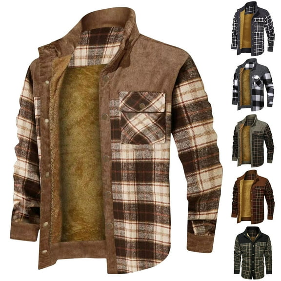 Wavsuf Fleece Jackets for Men Winter Jacket Heavyweight for Men Coat Coffee Size 2XL