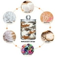 thumbnail image 3 of 4 Pack Bathroom Canisters Transparent Storage Jar for Cotton Ball, Swab, Floss Brown Leaves Pattern, 3 of 7