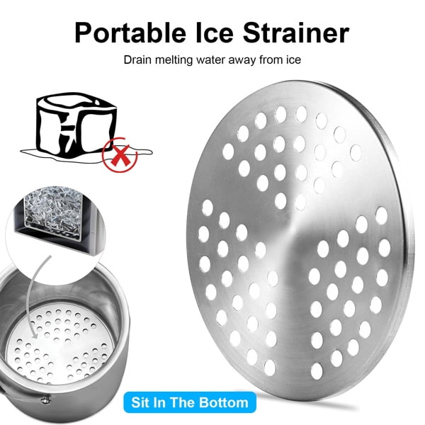 imerelez 3L Ice Holder Ice Container Double-Wall Stainless Steel Insulated Ice Bucket 3L Ice Holder Ice Container with Lid Scoop Strainer Handle for Wine Champagne Beer Parties Cocktails