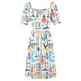 thumbnail image 5 of 2024 Chemistry lab science equipment pattern Dress long sleeve dresses Party dresses, 5 of 7