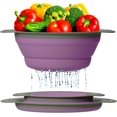 thumbnail image 1 of GFDYREE Colander Set - 2 Collapsible Colanders (Strainers) Set by - Includes 2 Folding Silicone Strainers Sizes 8" - 2 Quart and 9.5" - 3 Quart - Purple and Grey, 1 of 7