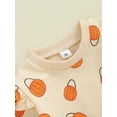 thumbnail image 6 of Suealasg Toddler Baby Girl Halloween Outfit 6M 1T 2T 3T Long Sleeve Round Neck Pumpkin Print Sweatshirt Sweatpants Infant Girls Fall Halloween Clothes, 6 of 7