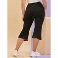 thumbnail image 4 of Botón cubierto de paneles de cuadros de talla grande Botón Capri Leggings Rosegal Leggings de talla grande, 4 of 5