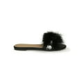 thumbnail image 2 of Lemonade Feathered Jewel Open Toe Flat Slide Sandal 20303, 2 of 6