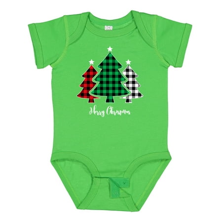 

Inktastic Plaid Christmas Tree Trio Gift Baby Boy or Baby Girl Bodysuit