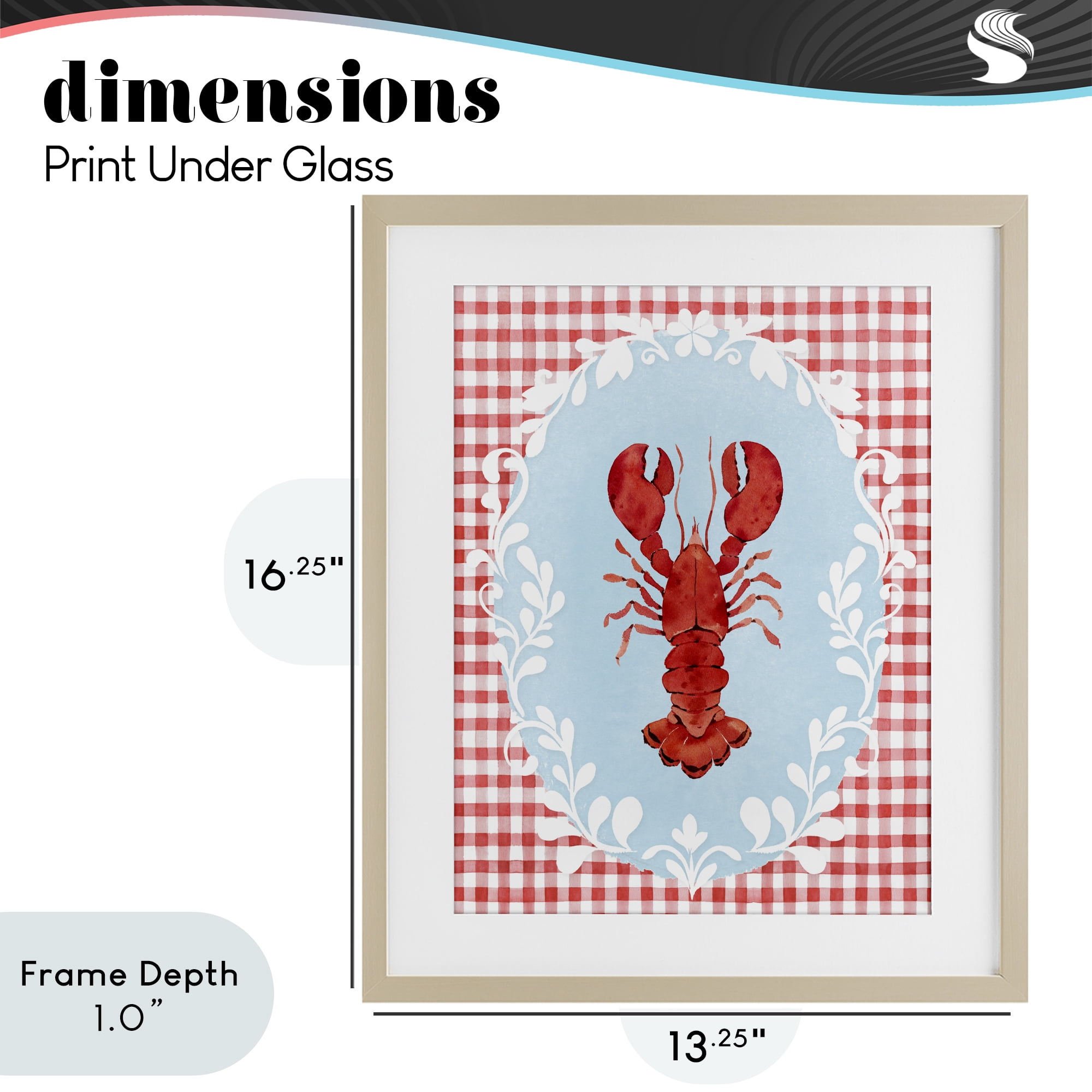 Stupell Industries Lobster with Red Plaid Birch Framed Print Under Glass, design by Heather Lee Chan