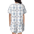 thumbnail image 6 of Uemuo Sea Vacations Pattern Women's Short-Sleeved Pajama, Button-Front Loungewear, 2-Piece Summer Sleepwear, Elastic Drawstring Shorts-4X-Large, 6 of 7