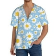 thumbnail image 3 of Vsdgher Daisies Flowers Print Men's Wrinkle Free Untucked Cuban Shirt Business Casual Button Down Shirts Short Sleeve Shirt, 3 of 7