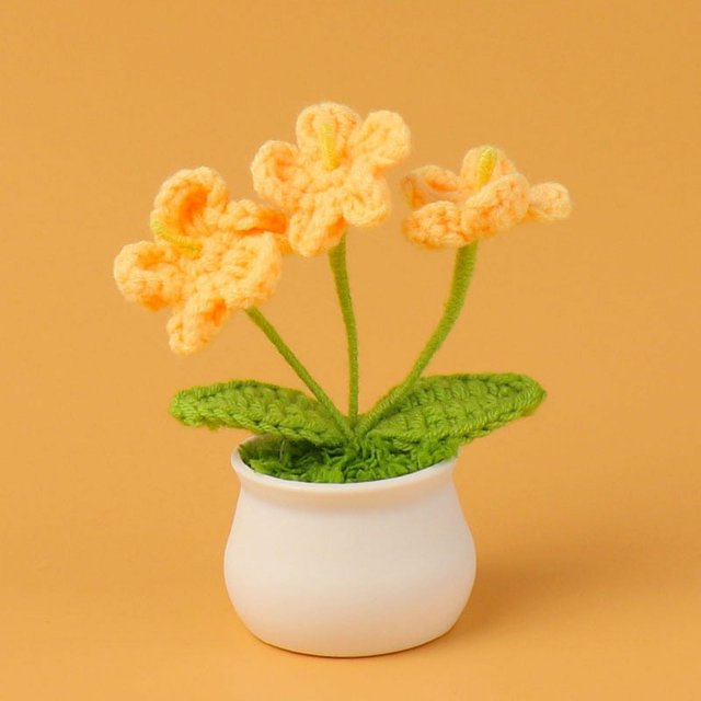 Girasol de lana de punto en maceta con flores artificiales para estudio, decoración de escritorio, temporada de graduación, regalo del día del maestro