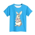 thumbnail image 5 of LEKWK Girls Short Sleeve T-Shirt Vintage Rabbit Pink Bow Graphic Crew Neck Tee Easter Holiday Spring Party School Outfits, 5 of 5