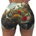 thumbnail image 2 of Fotbe Floral Rhino With Birds Shorts Sin Costuras – Shorts Deportivos de Cintura Alta para Mujer, Elásticos para Gimnasio, Yoga, Running o Ciclismo-Small, 2 of 8