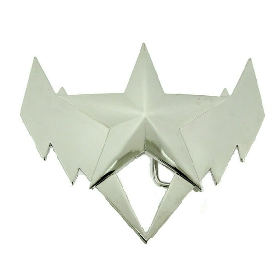 Texas Lonestar Lightning Bolt Belt Buckle Silver Chrome Finished Western Cowboy Rodeo Style