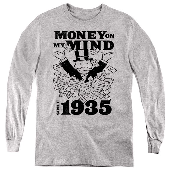 Monopoly Money Mind Since 35 Youth Long Sleeve T-Shirt Athletic Heather