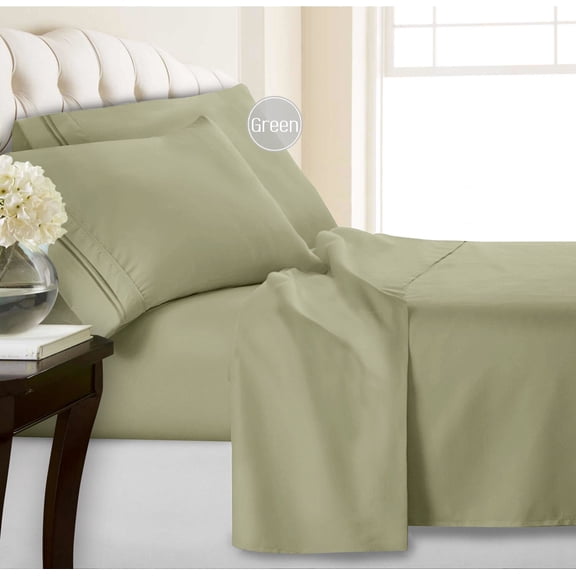 FBTS Prime Microfiber Deep Pocket 4 Piece Bed Sheets Set, King, Green