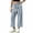 Light Blue, variant on Hueook Straight Leg Jeans for Women Drawstring Elastic Waist Denim Pants with Pockets Casual M