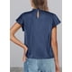 thumbnail image 2 of Blusa de Mujer PRETTYGARDEN Satín con Volantes Manga Corta Azul Marino Talla L, 2 of 6