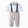 thumbnail image 6 of Baby Boy Two Piece Suit Coat and Romper Outfit Formal Suit Toddlers Wedding Tuxedo, 6 of 9