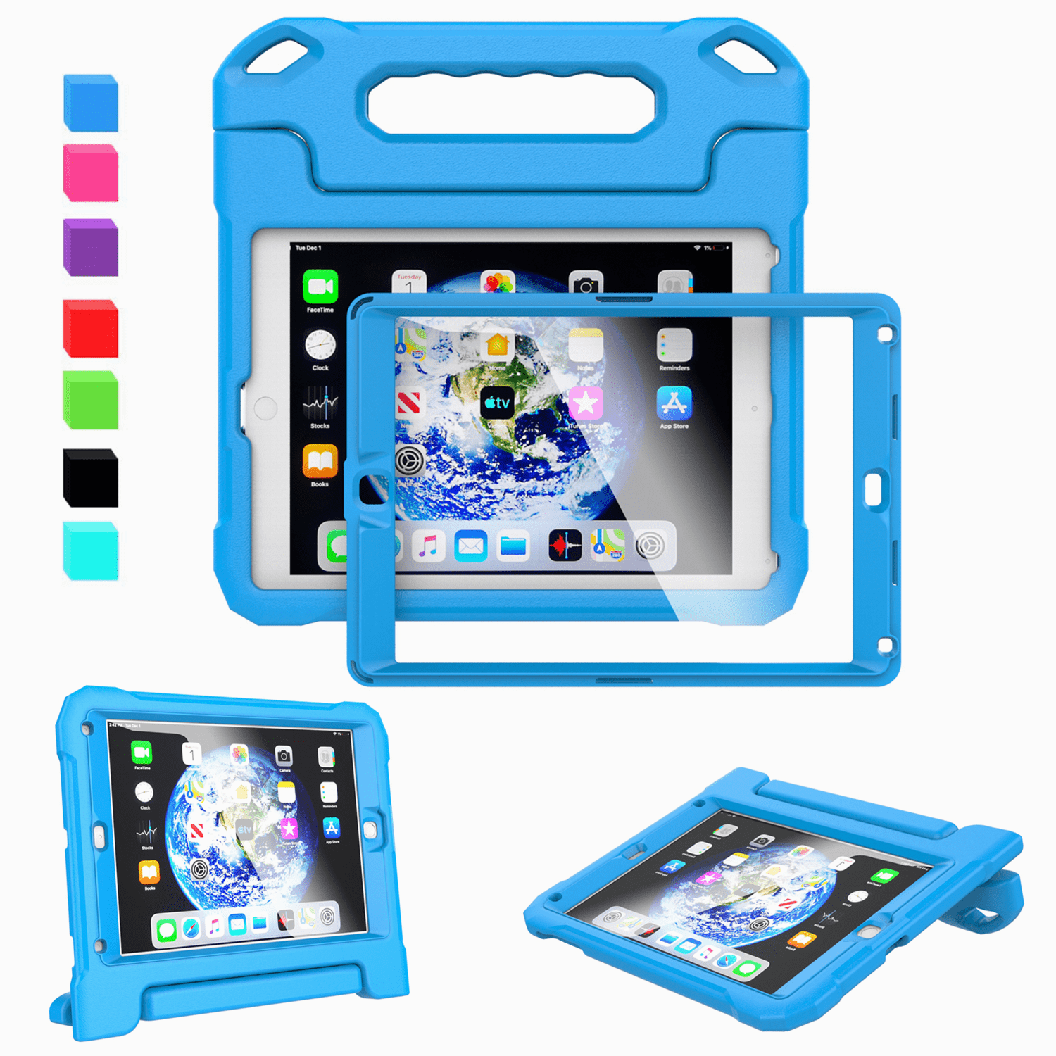 Kids Case for iPad 9.7-inch 2018 6th Generation/2017 5th Generation & iPad 9.7-inch Air/Air 2 - Built-in Screen Protector Shockproof Light Weight Handle Convertible Stand Cover