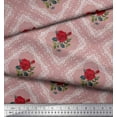 thumbnail image 2 of Soimoi Polyester Crepe Fabric Check,Leaves & Rose Floral Print Sewing Fabric Yard 52 Inch Wide, 2 of 3