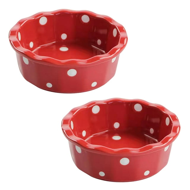 Qeeadeea Petit Plat Rond de Cuisson, Ensemble de 2, Moule à Tarte en Céramique Coloré, Assiette à Tarte Ronde en Céramique-Rouge-15cmx15cmx5cm, 400ml