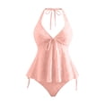 thumbnail image 6 of Guluxicc 2 Piece Swimsuits for Women Halter High Waisted Textured Flowy Swim Skirts Swim Bathing Suits for Summer Beach Vacation, 6 of 7